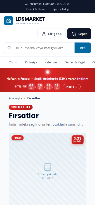 Demo mağaza mobil fırsatlar sayfası