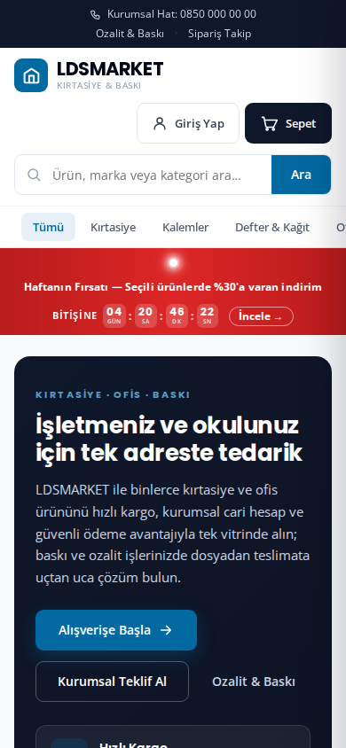 Demo mağaza mobil ana sayfa